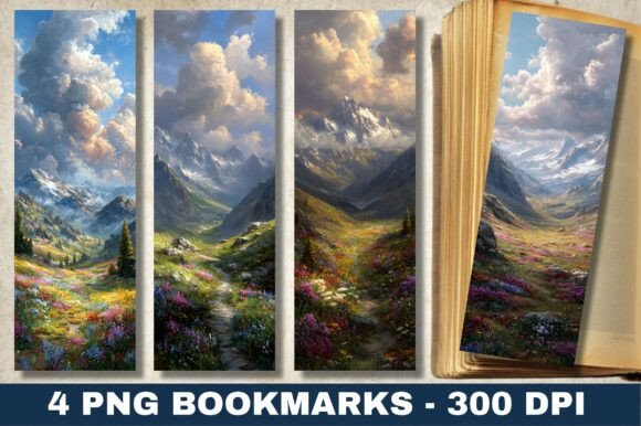 Alpine Meadow Spring Flower Bookmark: A Fresh Graphics and Crafts Asset for Publishers