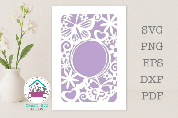 Blank Circle Floral Butterfly Card SVG for Laser Cutting Cards