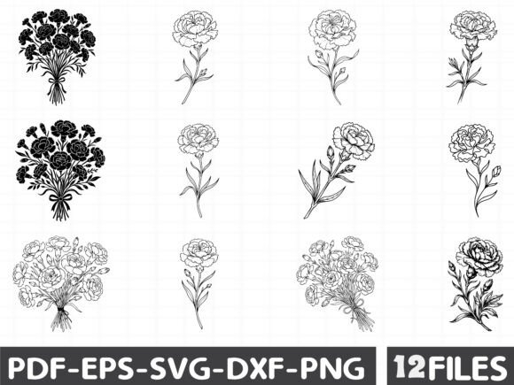Carnation Floral Line Art Silhouette Review