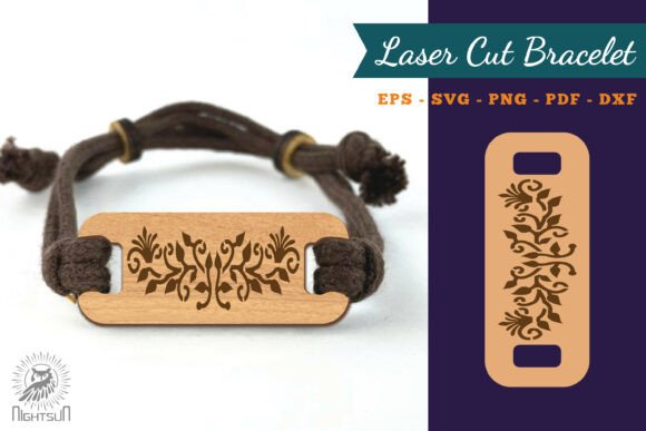 Decorative Floral Lasercut Bracelet 3 for Jewelry & Laser Cutting