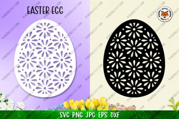 Easter Flower Egg Cut File, Floral Egg