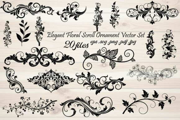 Elegant Floral Scroll Ornament Vector for Graphics & Illustrations