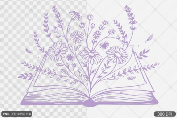Floral Book PNG SVG Book with Flowers for Graphics and Illustrations