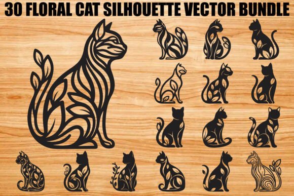 Floral Cat Silhouette Bundle: Graphics & Illustrations Review