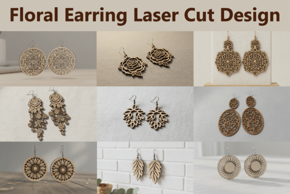 Floral Earring Laser Cut Design Bundle: Graphics for Editorial