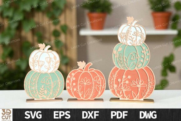 Floral Layered Pumpkin SVG Set: Laser Cutting & Autumn