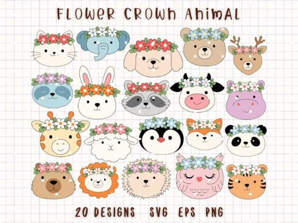 Flower Crown Animal SVG Floral Clipart Review