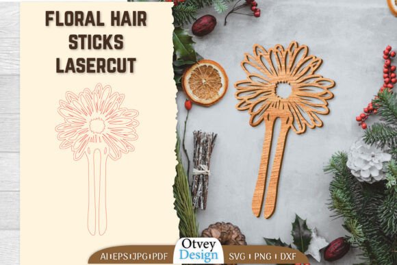 Hair Sticks Floral Laser Cut for Other Jewelry & Laser Cutting