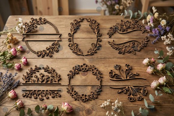 Laser Cut Floral Name Sign SVG Bundle for Wall Decor