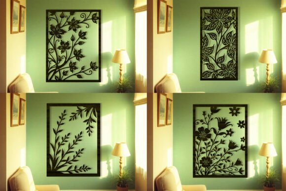 Laser Cut Floral Panel SVG Bundle for Wall Decor