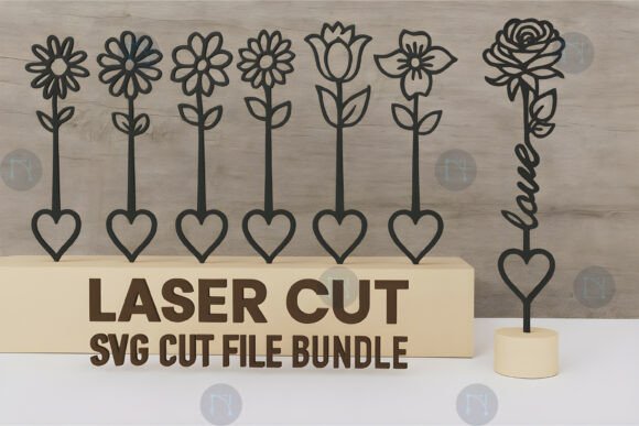 Laser Cut Floral Stick SVG for Art & Branding