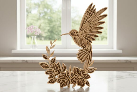 Layered Hummingbird Floral Laser Cut for Other Art