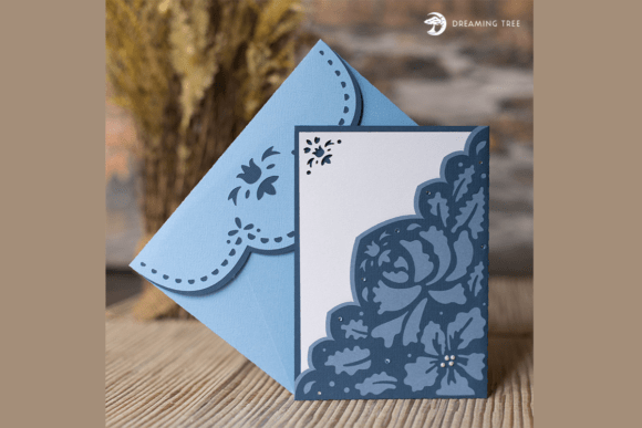 Midnight Blue Floral Card SVG for 3D SVG Pop-Up Cards