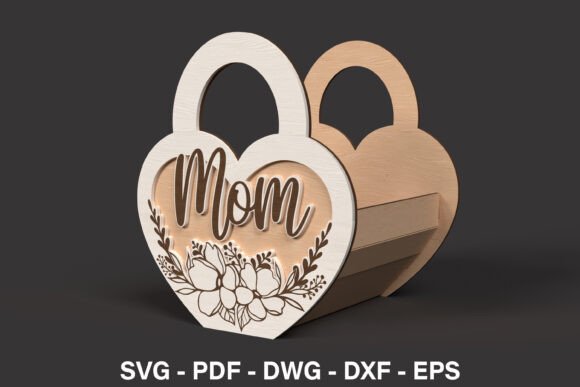 Mom Floral Gift Bag SVG Cut for Laser Cutting and Mother S Day