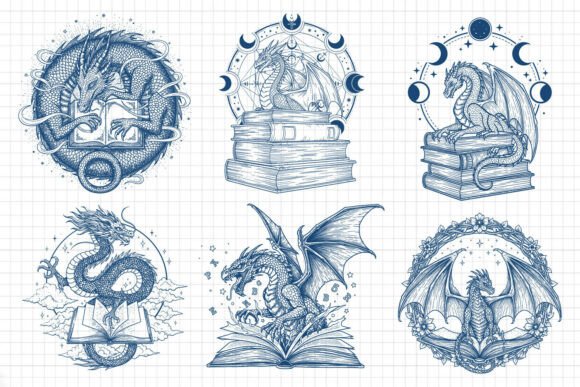 Mystic Book Dragon SVG: Premium Graphics for Crafts