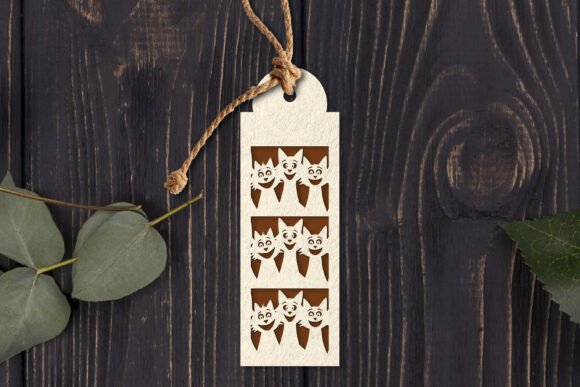 Paper Cut Floral Cat Bookmarks SVG for 3D SVG Shapes