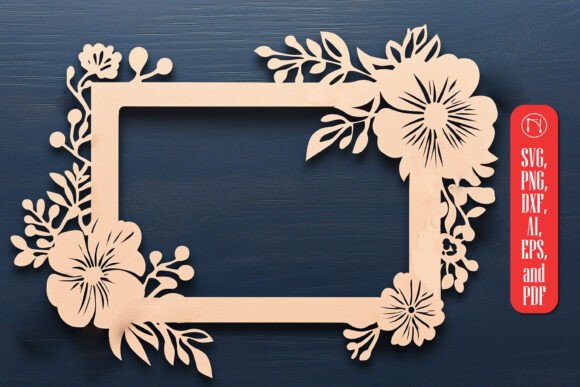 Paper Cut Floral Photo Frame SVG Cut Fil for Laser Cutting and Wall Decor
