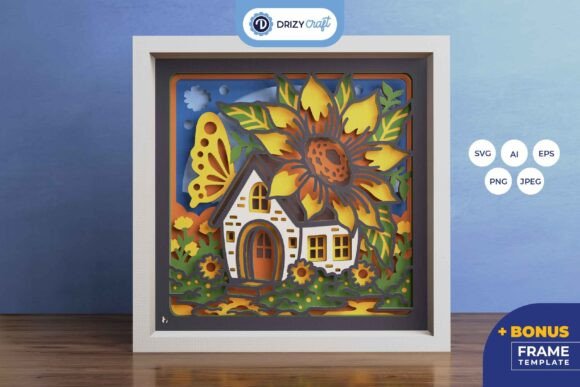 Spring Floral House 3D Layered Paper Cut: A 3D SVG for Shadow Boxes