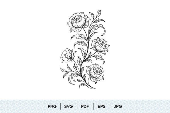 Vintage Floral Branch SVG Illustration for Graphics and Illustrations