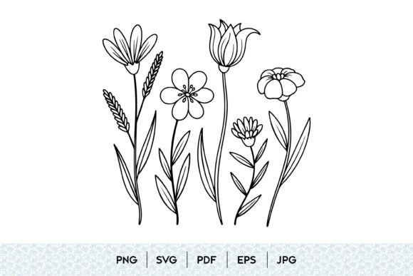 Wildflower Bundle SVG Minimal Floral Graphics and Illustrations Review